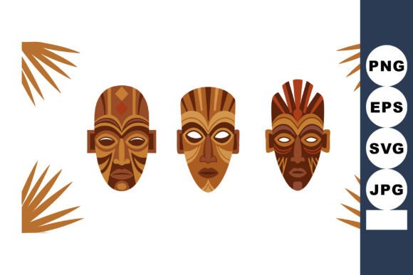 African Tribal Masks Vector Graphics & Illustrations