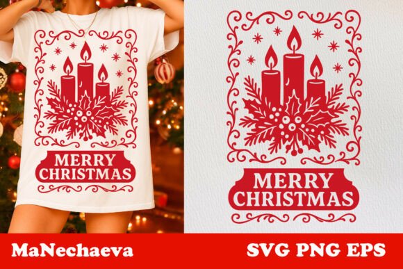 Christmas Coquette Frame SVG Candle Graphics