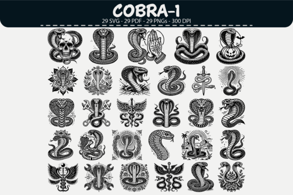 Cobra Vector Clipart – 29 Designs: Graphics & Illustrations