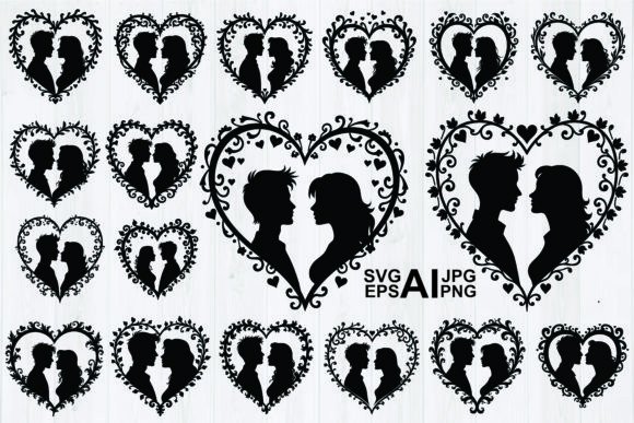 Couple Silhouette Black Vector: Editorial Graphics & Illustrations