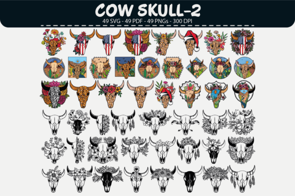 Cow Skull Vector Set – 49 Graphics & Illustrations
