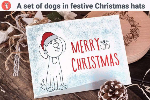 Dogs in Festive Christmas Hats: Graphics & Illustrations