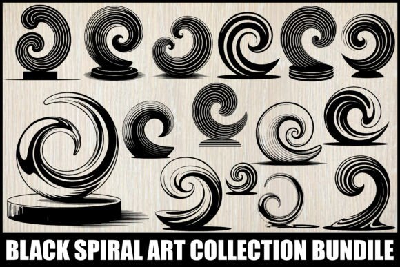 Elegant Black Spiral Design Set
