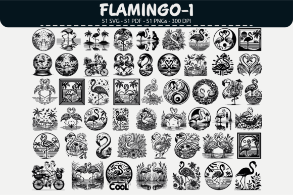 Flamingo Vector Bundle – 51 Graphics & Illustrations