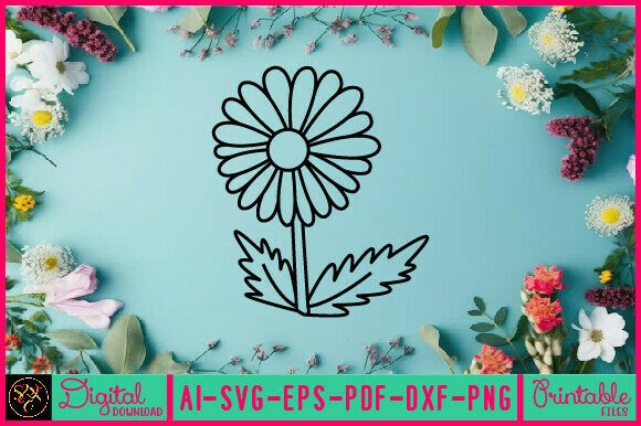 Flower Line Art Flower SVG Elements: Graphics & Illustrations