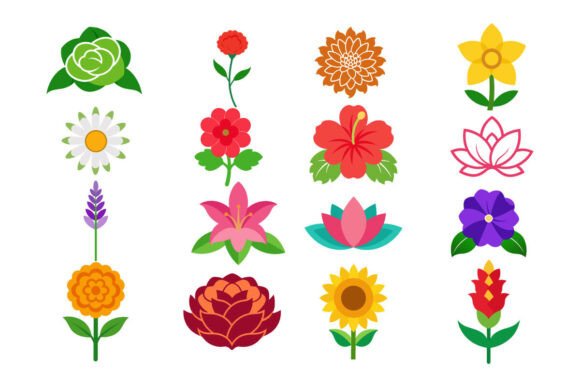 Flower Vector Icon Set: Graphics & Illustrations for Handmade Creators