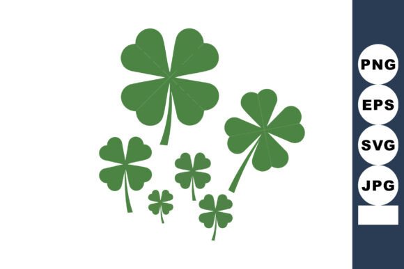 Green Clover Leaves Vector Set with Vari: Graphics & Illustrations