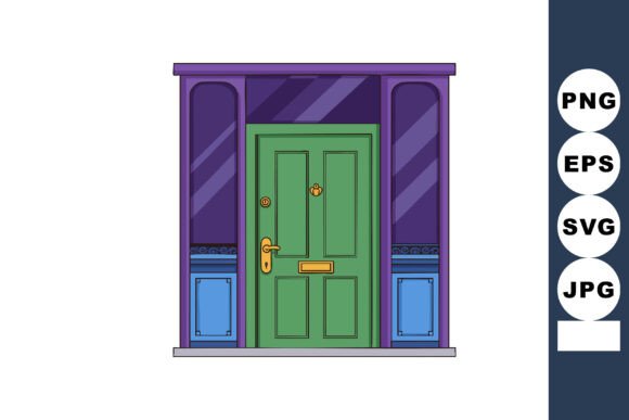 Green Front Door Graphics & Illustrations