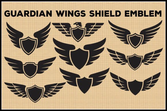 Guardian Wings Shield Emblem Bundle: Graphics & Illustrations