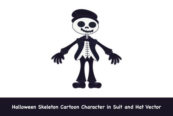 Halloween Skeleton Cartoon Character in Graphics & Illustrations