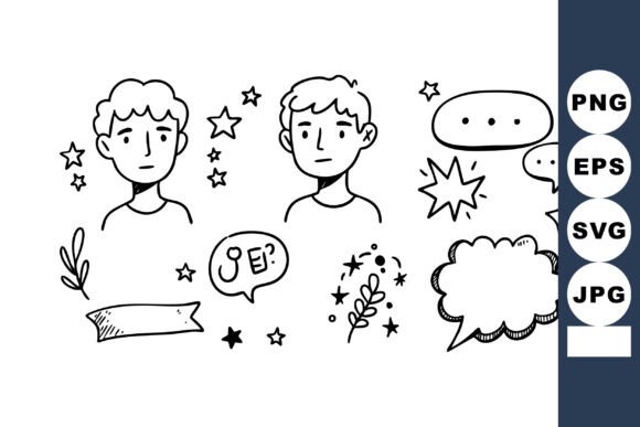 Hand Drawn Male Faces Graphics & Illustrations