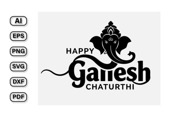 Happy Ganesh Chaturthi Typography Vector: Graphics & Illustrations