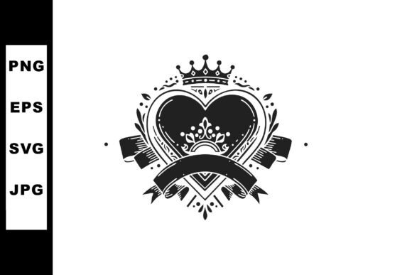 Heart Shaped Crown Emblem Graphics & Illustrations
