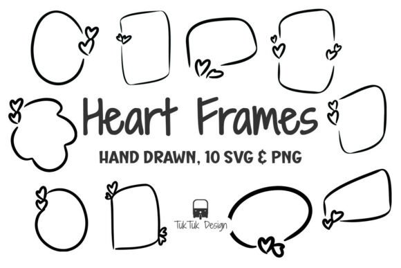 Heart Textbox Frame Drawn Border Outline Graphics & Illustrations