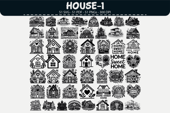 Home House Clipart – 51 Designs: Graphics & Illustrations for Handmade Makers