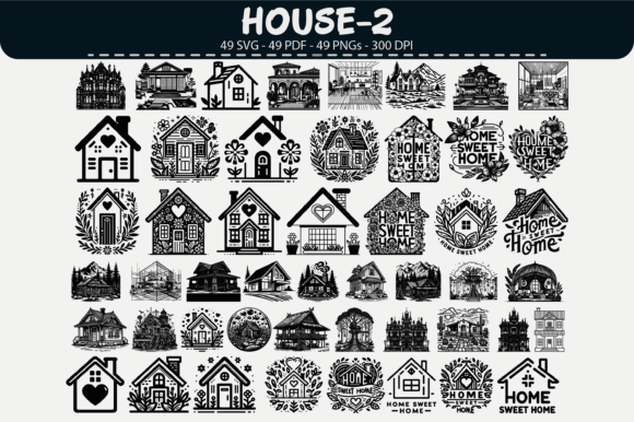 House Vector Clipart – 49 Designs: Graphics & Illustrations for Handmade Creators