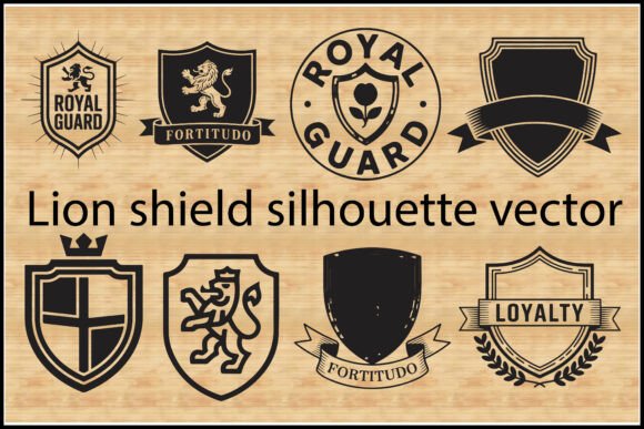 Lion Shield Silhouette Bundle: Graphics & Illustrations for Editorial Impact