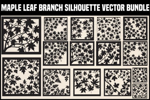 Maple Leaf Branch Silhouette Bundle: Graphics & Illustrations for Sellers