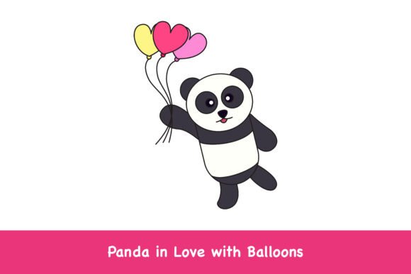 Panda in Love with Balloons: Graphics & Illustrations for Handmade Joy
