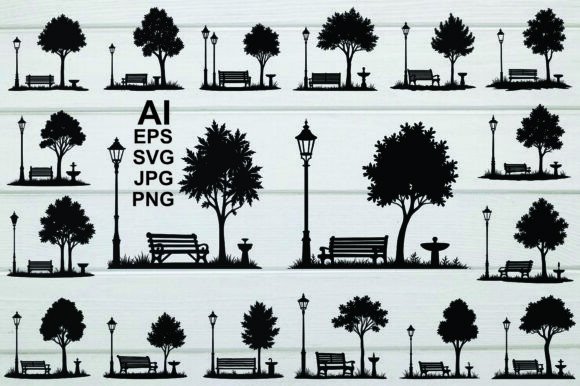 Park Silhouette Set: Graphics & Illustrations for Local Branding