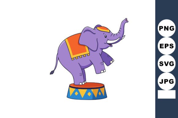Purple Circus Elephant Balancing on Colo Graphics