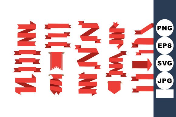 Red Ribbon Banner Set: Graphics & Illustrations