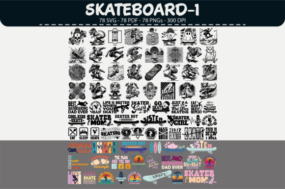 Skateboard Vector Clipart – 78 Designs: Graphics & Illustrations