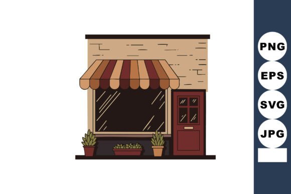 Small Storefront with Striped Awning Graphics