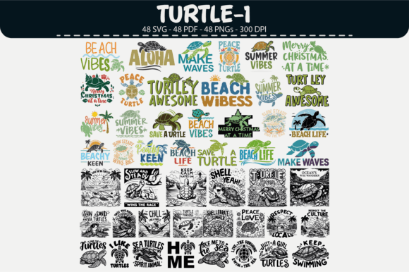 Turtle Vector Clipart – 48 Designs: Graphics & Illustrations