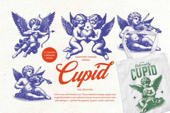 Valentine Cupid Vintage Bundle: Graphics & Illustrations