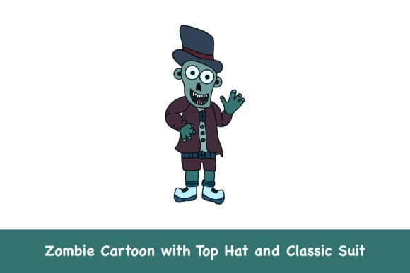 Zombie Cartoon with Top Hat Graphics & Illustrations